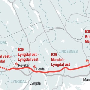 Starter planarbeid for ny E39 Lyngdal vest - Kvinesdal