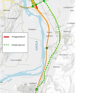 Viktig melding: Stenging av E6 mellom Melhus og Hofstad