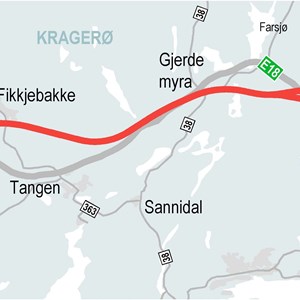 Nye Veier går videre med planarbeid for ny E18 Gjerstad-Bamble