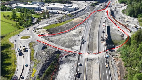 Trafikkomlegging E18 RL juli 2026