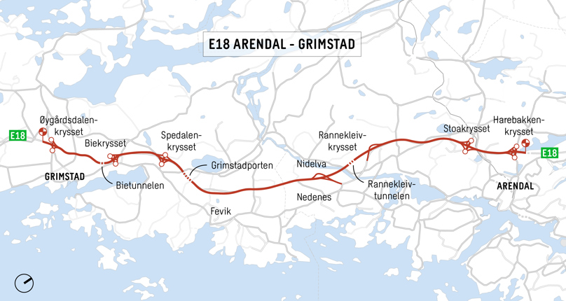 Konsept ny E18 Grimstad - Arendal