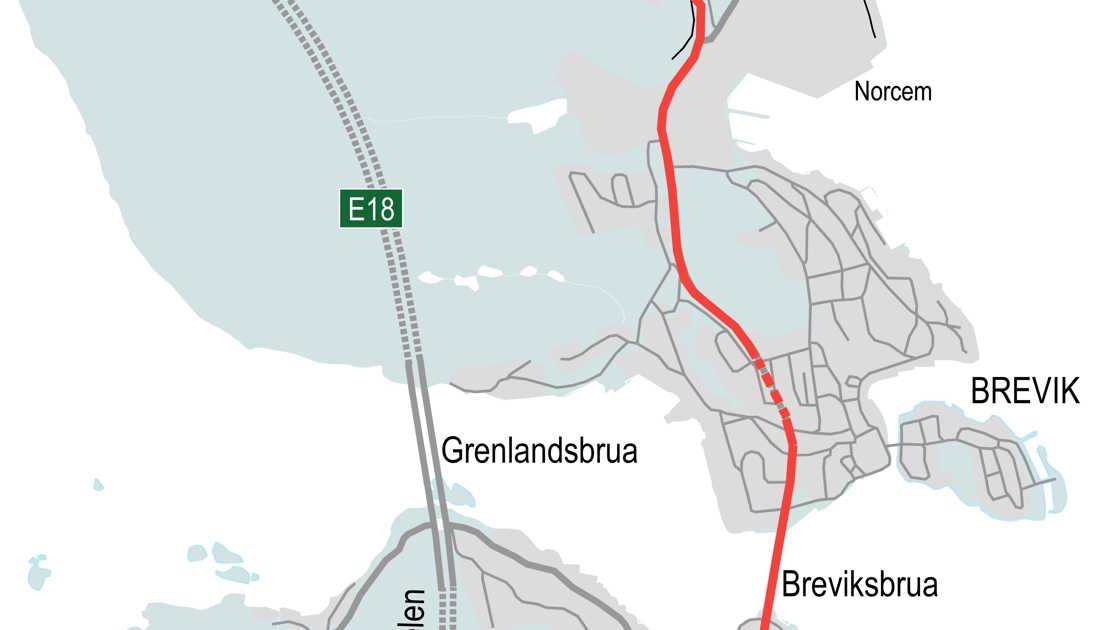 Trafikkomlegging E18 Rugtvet - Langangen