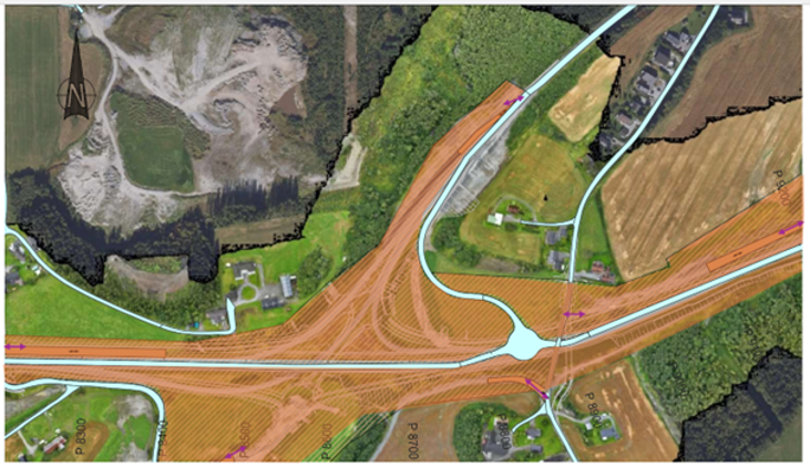 Skisse som viser nytt kjøremønster for Reitankrysset fra fredag 09.01.2026