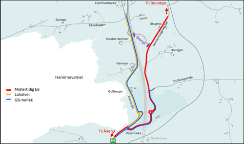 Kart over endring av kjøremønster i Vassmarka
